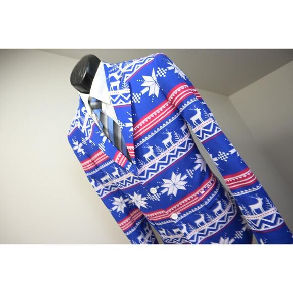 Oppo Suits Christmas Snow Flake Suit 2 Piece Suit Pants Jacket Mens 34 x 34 42 R - Picture 2 of 16